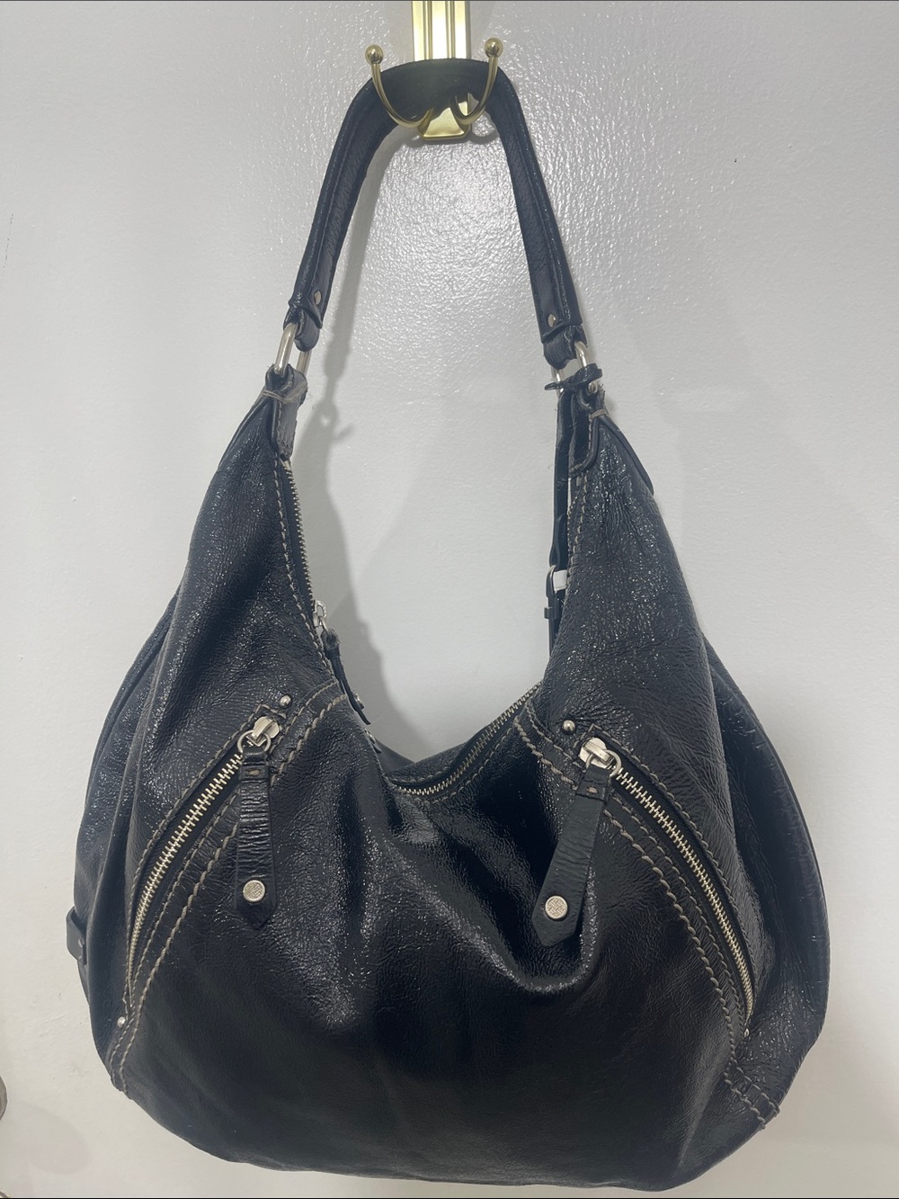 Black  Cole Haan  Leather Hobo Shoulder Bag - Classic Everyday Carry